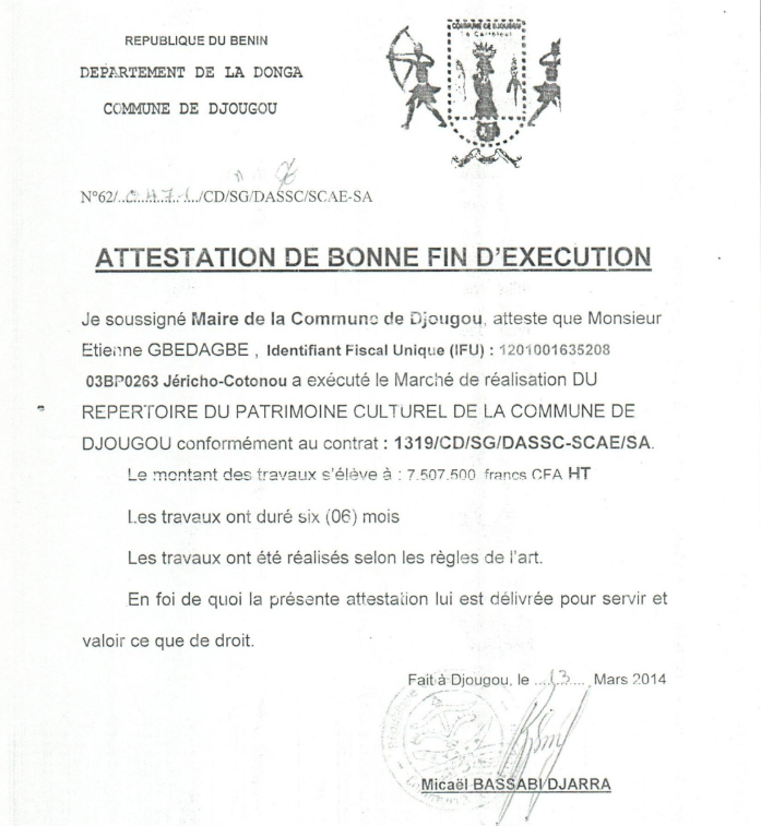 Inventaire du patrimoine culturel des collectivités locales du Nord-Bénin